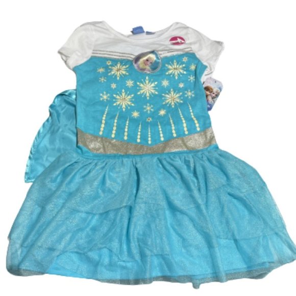 Disney Frozen Glitter Mesh Dress W/Cape - Picture 1 of 2